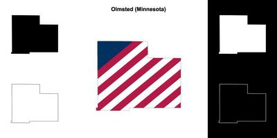 Olmsted County, Minnesota outline map set vector