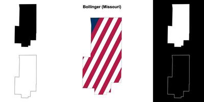 Bollinger County, Missouri outline map set vector