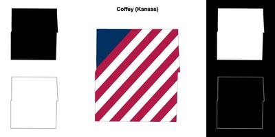 Coffey County, Kansas outline map set vector