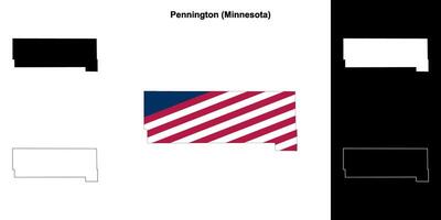 Pennington County, Minnesota outline map set vector