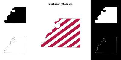 Buchanan County, Missouri outline map set vector