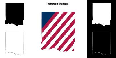 Jefferson County, Kansas outline map set vector