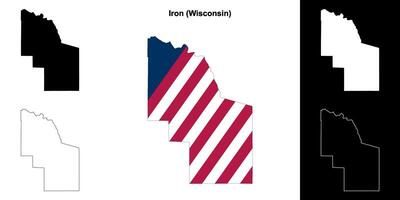 Iron County, Wisconsin outline map set vector