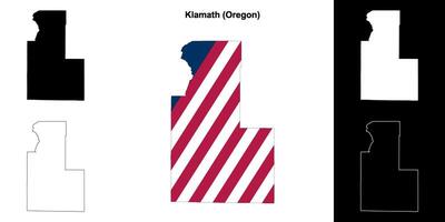 Klamath County, Oregon outline map set vector