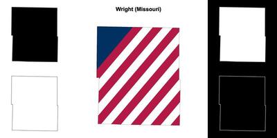 Wright County, Missouri outline map set vector