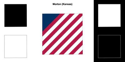 Morton County, Kansas outline map set vector