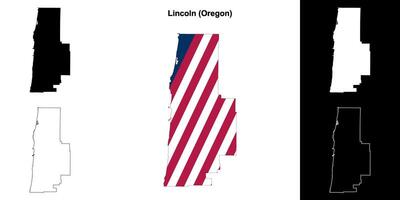 Lincoln County, Oregon outline map set vector