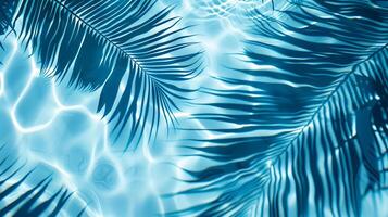 A blue leafy plant is floating in a pool of water. tropical background photo