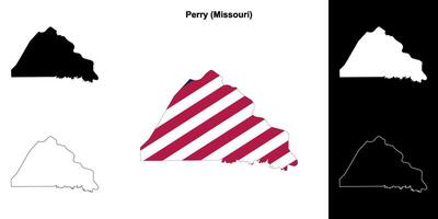 Perry County, Missouri outline map set vector