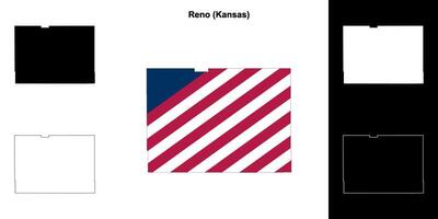 Reno County, Kansas outline map set vector