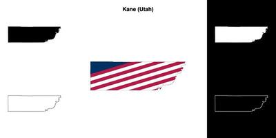 Kane County, Utah outline map set vector