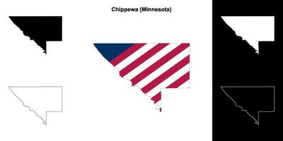 Chippewa County, Minnesota outline map set vector