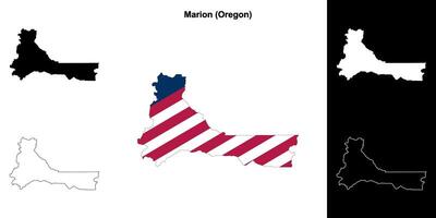 Marion County, Oregon outline map set vector