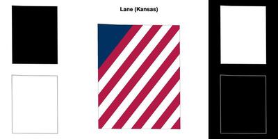 Lane County, Kansas outline map set vector
