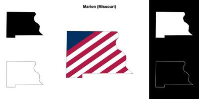 Marion County, Missouri outline map set vector