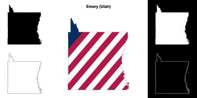 Emery County, Utah outline map set vector