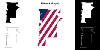 Tillamook County, Oregon outline map set vector