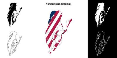 Northampton County, Virginia outline map set vector