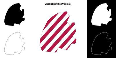 Charlottesville County, Virginia outline map set vector