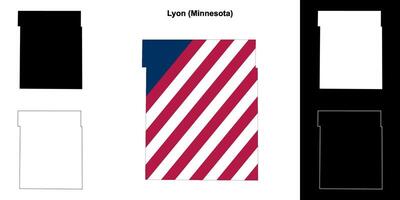 Lyon County, Minnesota outline map set vector