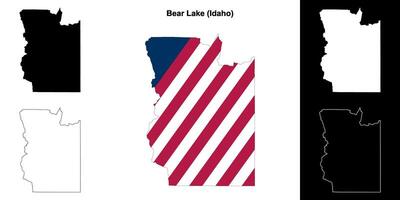 Bear Lake County, Idaho outline map set vector