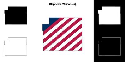 Chippewa County, Wisconsin outline map set vector