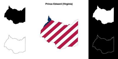 Prince Edward County, Virginia outline map set vector