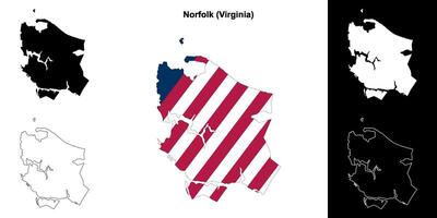 Norfolk County, Virginia outline map set vector