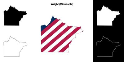 Wright County, Minnesota outline map set vector