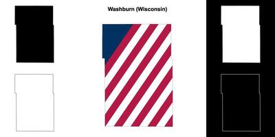 Washburn County, Wisconsin outline map set vector