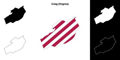 Craig County, Virginia outline map set vector