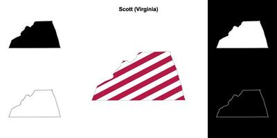 Scott County, Virginia outline map set vector