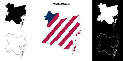 Waldo County, Maine outline map set vector