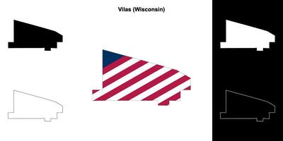 Vilas County, Wisconsin outline map set vector