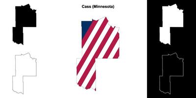 Cass County, Minnesota outline map set vector