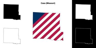 Cass County, Missouri outline map set vector
