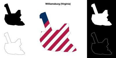 Williamsburg County, Virginia outline map set vector