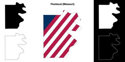 Pemiscot County, Missouri outline map set vector