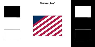 Dickinson County, Iowa outline map set vector