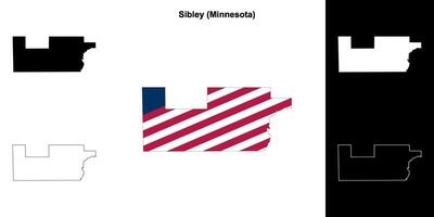 Sibley County, Minnesota outline map set vector