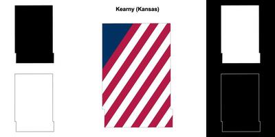 Kearny County, Kansas outline map set vector