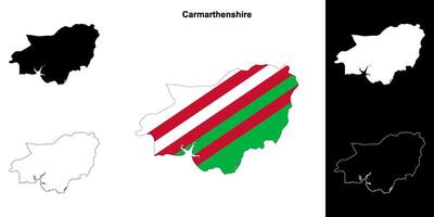 carmarthenshire blanco contorno mapa conjunto vector