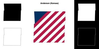 Anderson County, Kansas outline map set vector