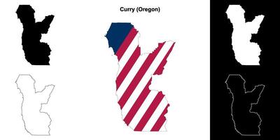 Curry County, Oregon outline map set vector