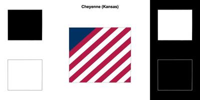 Cheyenne County, Kansas outline map set vector