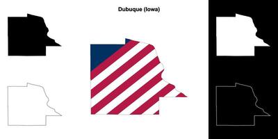 Dubuque County, Iowa outline map set vector