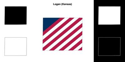 Logan County, Kansas outline map set vector