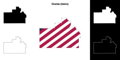 Oneida County, Idaho outline map set vector