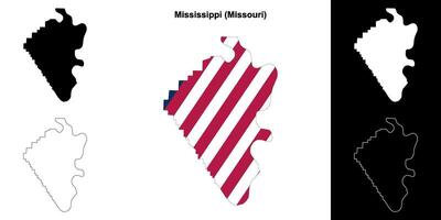 Mississippi County, Missouri outline map set vector