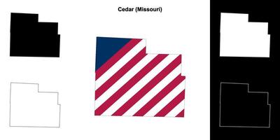 Cedar County, Missouri outline map set vector